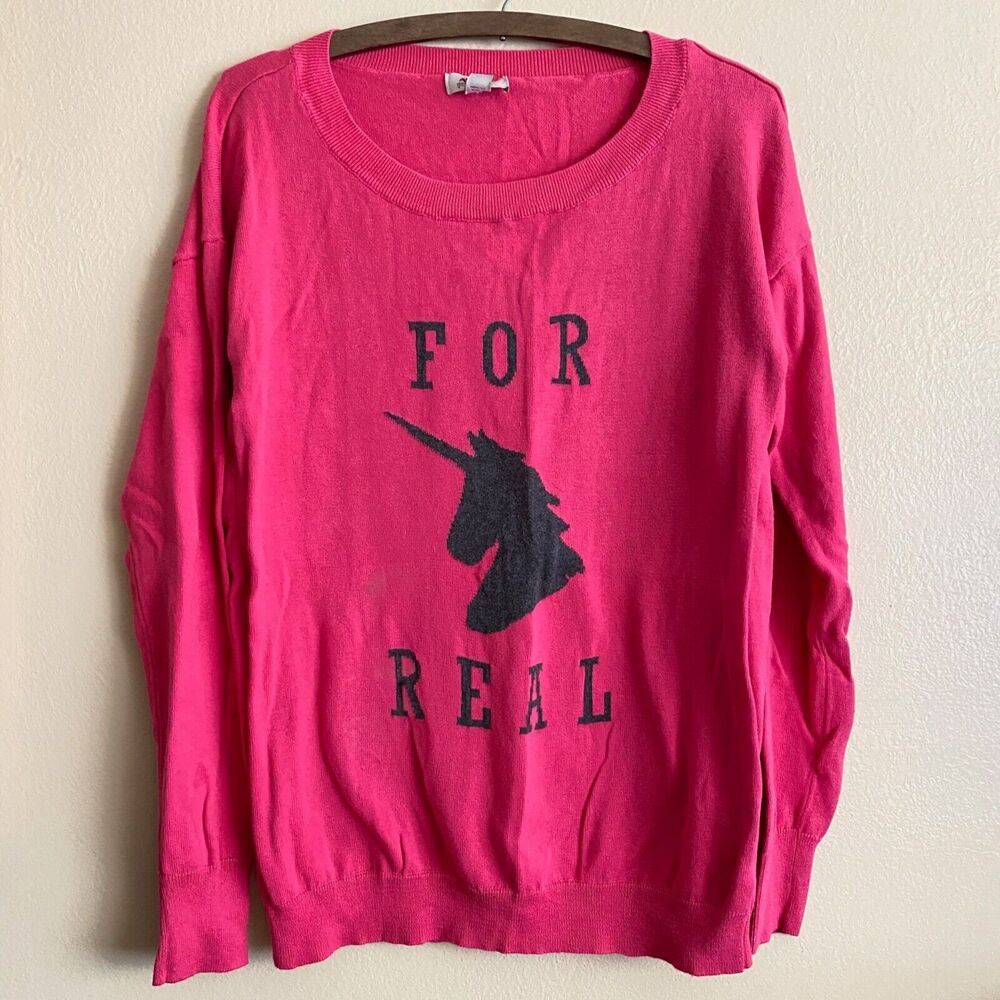 Arizona Jeans Large For Real Unicorn Pink Tunic Long Sleeve Knit Sweater Jumper